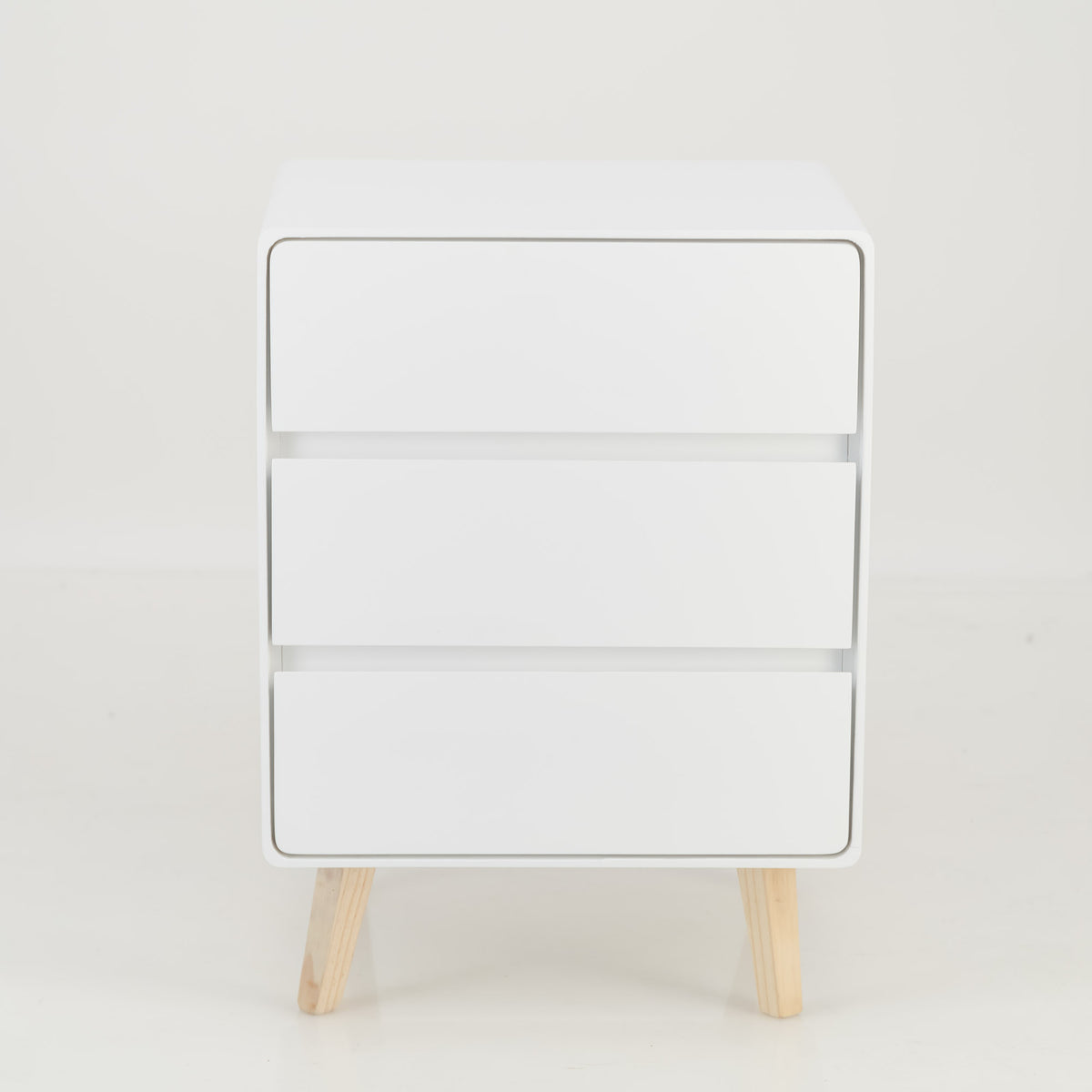 Khaya Three Drawer Side Table with Hidden Handle - White