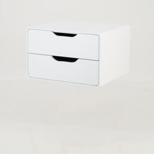 Load image into Gallery viewer, Khaya Two Drawer Floating Side Table with Cut Out Handles - White