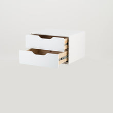 Load image into Gallery viewer, Khaya Two Drawer Floating Side Table with Cut Out Handles - White