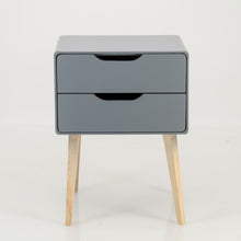 Load image into Gallery viewer, Khaya Two Drawer Side Table with Cut Out Handle - Grey
