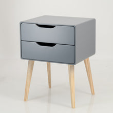 Load image into Gallery viewer, Khaya Two Drawer Side Table with Cut Out Handle - Grey