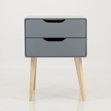 Load image into Gallery viewer, Khaya Two Drawer Side Table with Cut Out Handle - Grey