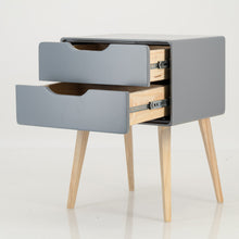 Load image into Gallery viewer, Khaya Two Drawer Side Table with Cut Out Handle - Grey