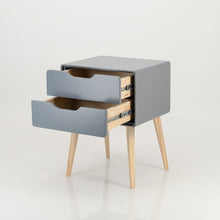 Load image into Gallery viewer, Khaya Two Drawer Side Table with Cut Out Handle - Grey