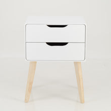 Load image into Gallery viewer, Khaya Two Drawer Side Table with Cut Out Handle - White
