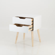 Load image into Gallery viewer, Khaya Two Drawer Side Table with Cut Out Handle - White