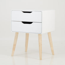 Load image into Gallery viewer, Khaya Two Drawer Side Table with Cut Out Handle - White