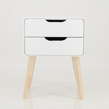 Load image into Gallery viewer, Khaya Two Drawer Side Table with Cut Out Handle - White