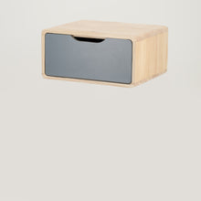 Load image into Gallery viewer, Kuva Pine One Drawer Floating Side Table with Cut Out Handle - Grey