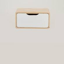 Load image into Gallery viewer, Kuva Pine One Drawer Floating Side Table with Cut Out Handle - White