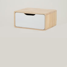 Load image into Gallery viewer, Kuva Pine One Drawer Floating Side Table with Cut Out Handle - White