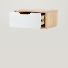 Load image into Gallery viewer, Kuva Pine One Drawer Floating Side Table with Cut Out Handle - White