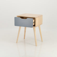 Load image into Gallery viewer, Kuva Pine One Drawer Side Table with Cut Out Handle - Grey