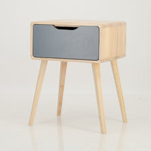 Load image into Gallery viewer, Kuva Pine One Drawer Side Table with Cut Out Handle - Grey