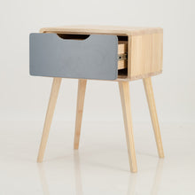 Load image into Gallery viewer, Kuva Pine One Drawer Side Table with Cut Out Handle - Grey