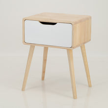 Load image into Gallery viewer, Kuva Pine One Drawer Side Table with Cut Out Handle - White