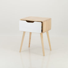 Load image into Gallery viewer, Kuva Pine One Drawer Side Table with Cut Out Handle - White