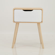 Load image into Gallery viewer, Kuva Pine One Drawer Side Table with Cut Out Handle - White