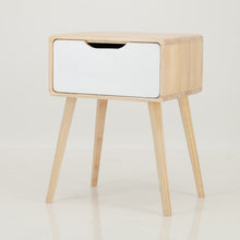 Load image into Gallery viewer, Kuva Pine One Drawer Side Table with Cut Out Handle - White