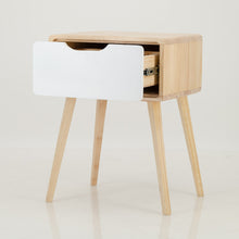 Load image into Gallery viewer, Kuva Pine One Drawer Side Table with Cut Out Handle - White