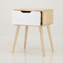 Load image into Gallery viewer, Kuva Pine One Drawer Side Table with Cut Out Handle - White