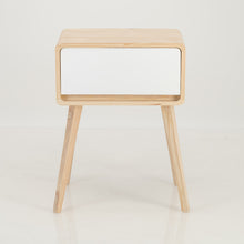 Load image into Gallery viewer, Kuva Pine One Drawer Side Table with Hidden Handle - White