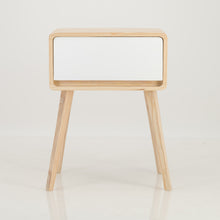 Load image into Gallery viewer, Kuva Pine One Drawer Side Table with Hidden Handle - White