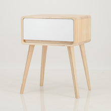 Load image into Gallery viewer, Kuva Pine One Drawer Side Table with Hidden Handle - White
