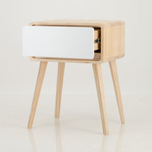 Load image into Gallery viewer, Kuva Pine One Drawer Side Table with Hidden Handle - White