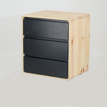 Load image into Gallery viewer, Kuva Pine Three Drawer Floating Side Table with Groove Handles - Black