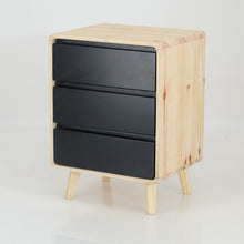 Load image into Gallery viewer, Kuva Pine Three Drawer Side Table with Groove Handles - Black