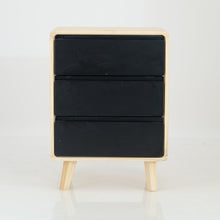 Load image into Gallery viewer, Kuva Pine Three Drawer Side Table with Groove Handles - Black