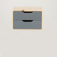 Load image into Gallery viewer, Kuva Pine Two Drawer Floating Side Table with Cut Out Handles - Grey