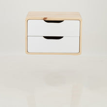 Load image into Gallery viewer, Kuva Pine Two Drawer Floating Side Table with Cut Out Handles - White