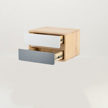 Load image into Gallery viewer, Kuva Pine Two Drawer Hidden Handle Floating Side Table - Grey & White