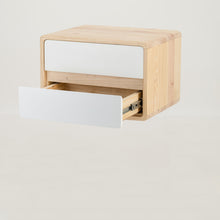 Load image into Gallery viewer, Kuva Pine Two Drawer Hidden Handle Floating Side Table - White
