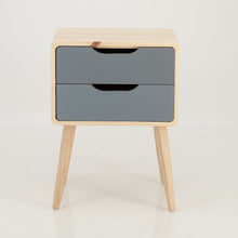 Load image into Gallery viewer, Kuva Pine Two Drawer Side Table with Cut Out Handles - Grey