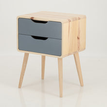 Load image into Gallery viewer, Kuva Pine Two Drawer Side Table with Cut Out Handles - Grey