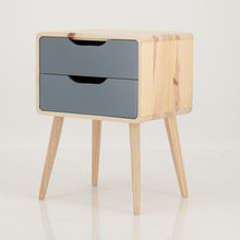 Load image into Gallery viewer, Kuva Pine Two Drawer Side Table with Cut Out Handles - Grey
