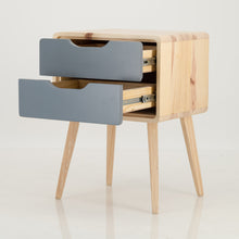 Load image into Gallery viewer, Kuva Pine Two Drawer Side Table with Cut Out Handles - Grey