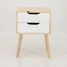 Load image into Gallery viewer, Kuva Pine Two Drawer Side Table with Cut Out Handles - White