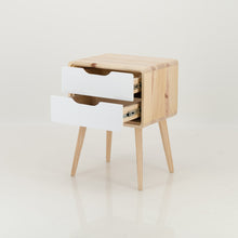 Load image into Gallery viewer, Kuva Pine Two Drawer Side Table with Cut Out Handles - White
