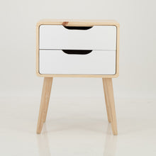 Load image into Gallery viewer, Kuva Pine Two Drawer Side Table with Cut Out Handles - White