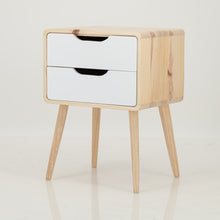 Load image into Gallery viewer, Kuva Pine Two Drawer Side Table with Cut Out Handles - White