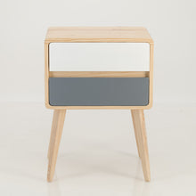 Load image into Gallery viewer, Kuva Pine Two Drawer Hidden Handle Side Table - Grey & White