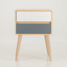 Load image into Gallery viewer, Kuva Pine Two Drawer Hidden Handle Side Table - Grey & White
