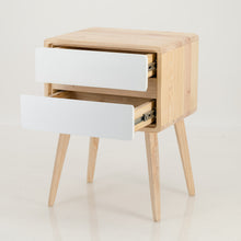 Load image into Gallery viewer, Kuva Pine Two Drawer Hidden Handle Side Table - White