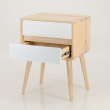 Load image into Gallery viewer, Kuva Pine Two Drawer Hidden Handle Side Table - White