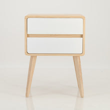 Load image into Gallery viewer, Kuva Pine Two Drawer Hidden Handle Side Table - White