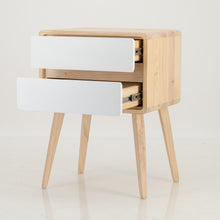 Load image into Gallery viewer, Kuva Pine Two Drawer Hidden Handle Side Table - White